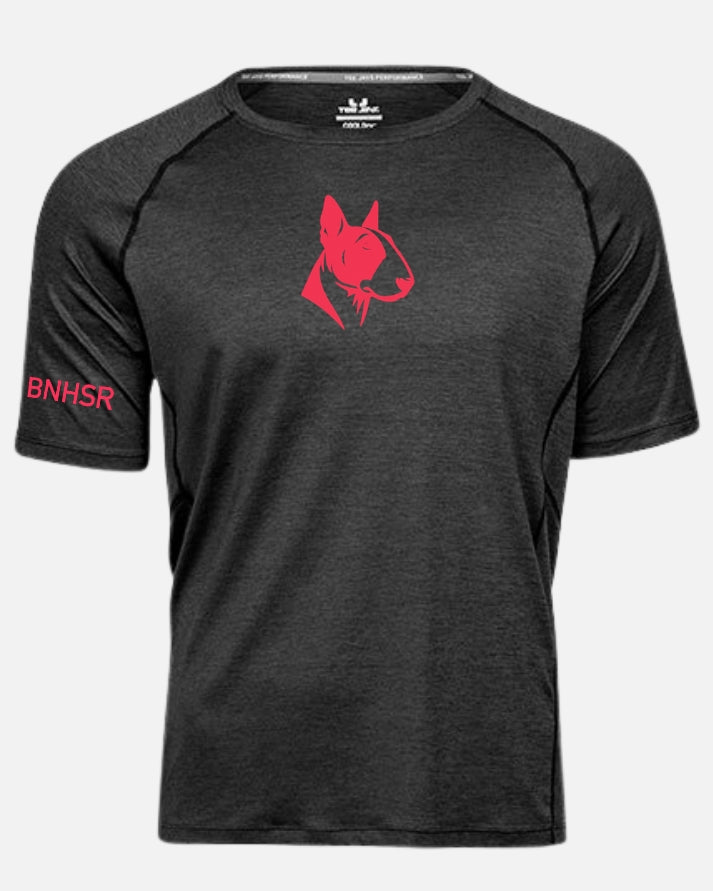 Herren Sport T-Shirt (Black Melange/Rot) - BENHAUSER