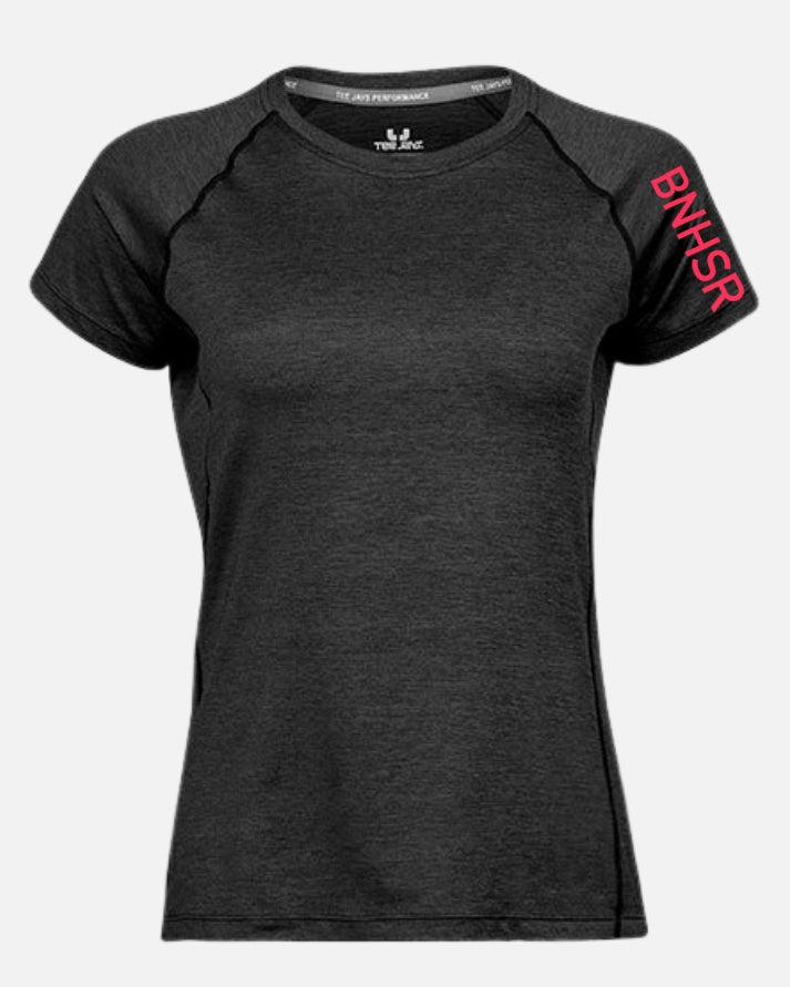 Damen Sport T-Shirt (Black Melange/Rot) - BENHAUSER