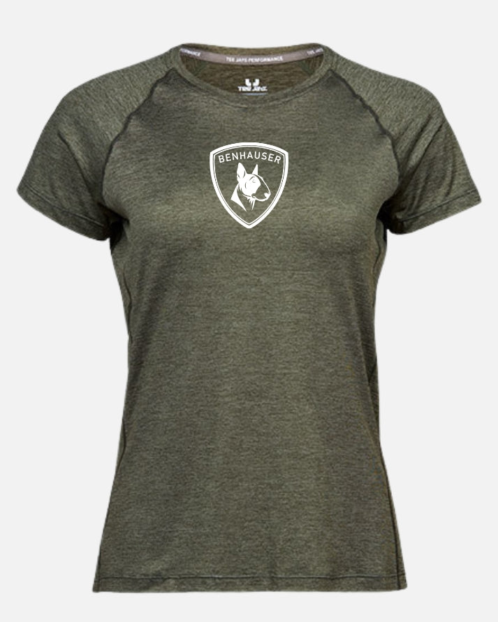 Damen Sport T-Shirt (Olive Melange/Weiß) - BENHAUSER