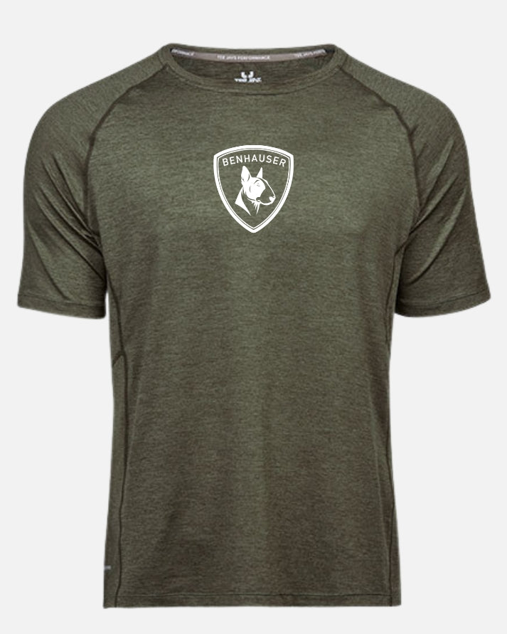 Herren Sport T-Shirt (Olive Melange/Weiß) - BENHAUSER