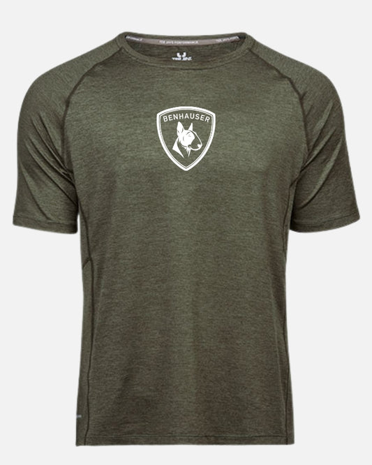Herren Sport T-Shirt (Olive Melange/Weiß)